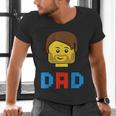 Unique Family Dad Master Builder Building Bricks Blocks Men's V-Neck T-Shirt