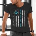 USA Flag Best Dog Dad Ever American Puppy Lover Paw Men's V-Neck T-Shirt
