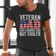 Veteran Dad Like A Normal Dad But Cooler American Flag Men's V-Neck T-Shirt