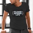 VHS Tape Rewind Glitch 90s Retro Nostalgia Please Rewind Men's V-Neck T-Shirt