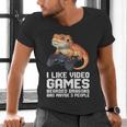 I Like Video Games Bearded Dragon Gamer Introvert Mood Men's V-Neck T-Shirt I Like Video Games Bearded Dragon Gamer Introvert Mood Men's V-Neck T-Shirt