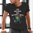 I Like Video Games Dogs And Maybe 3 People Gamer Introvert Men's V-Neck T-Shirt
