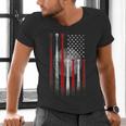 Vintage Baseball American Flag Classic Fit Tee For Dad And Mom Men's V-Neck T-Shirt