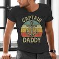 Vintage Captain Daddy Boat Pontoon Dad Fishing Sailor Anchor Men's V-Neck T-Shirt