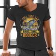 Vintage Father's Day Fishing Full Time Dad Part Time Hooker Men's V-Neck T-Shirt