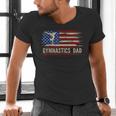 Vintage Gymnastics Dad American USA Flag Sports Men's V-Neck T-Shirt