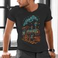 Vintage Locomotive Nostalgia Railroad Stars Men's V-Neck T-Shirt Vintage Locomotive Nostalgia Railroad Stars Men's V-Neck T-Shirt