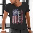 Vintage USA Flag Proud Swimming Dad Swim Swimmer Silhouette Men's V-Neck T-Shirt