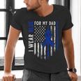 I Wear Blue For My Dad Colon Cancer Awareness Blue USA Flag Men's V-Neck T-Shirt