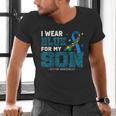 I Wear Blue For My Son Autism Awareness Mom Dad Parents Men's V-Neck T-Shirt