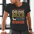Weiner Dachshund Dad Drink Beer Hang With Dog Vintage Men's V-Neck T-Shirt