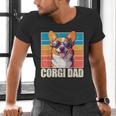 Welsh Corgi Pembroke Dog Corgi Dad -Adults Small Classic Fit Short Sleeve Cotton Polyester Blend Men's V-Neck T-Shirt