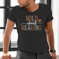 Wild About Reading Books Reader Lover Librarian Bookworm Men's V-Neck T-Shirt