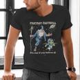 Wizard Dragon Fantasy Football Player Literal Dad Joke Men's V-Neck T-Shirt
