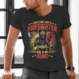 Woman Firefighter Aunt TiTi Auntie Black Graduation Men's V-Neck T-Shirt