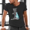 Women Dog Pitbull I Love Dad Tattoo Men's V-Neck T-Shirt