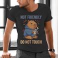 Women's Grouchy Capybara Not Friendly Do Not Touch Introvert Men's V-Neck T-Shirt
