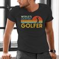 Worlds Okayest Golfer Retro Golf Joke Dad Men Women Kids Men's V-Neck T-Shirt