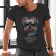 Yorkie Dad Cute Cool Dog In Sunglasses C Men's V-Neck T-Shirt