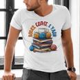 “Books Coffee & Yarn Enthusiast Cozy Reader Men's V-Neck T-Shirt