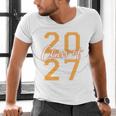 Class Of 2027 Graduation Varsity Orange On The Back Premium Tri-Blend Men's V-Neck T-Shirt
