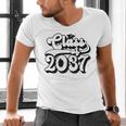 Class Of 2037 Senior Retro 2037 Grad Graduate Graduation Men's V-Neck T-Shirt