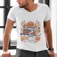 Cozy Autumn Books Fully Booked For Fall Books Pumpkin Men's V-Neck T-Shirt Cozy Autumn Books Fully Booked For Fall Books Pumpkin Men's V-Neck T-Shirt