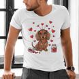 Cute Dachshund Valentine's Day Heart Love Dog Mom Dog Dad Men's V-Neck T-Shirt