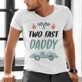 Daddy Dad 2nd Birthday Two Fast Race Car Second Bday Party Men's V-Neck T-Shirt