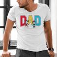 Disney Mickey And Friends Mickey Minnie Dad Collegiate Logo Men's V-Neck T-Shirt