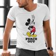 Disney Mickey Mouse Peace Out Totally Retro Graduation Men's V-Neck T-Shirt
