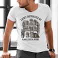 Easily Distracted By Plants Cats & Books Planting Gardening Men's V-Neck T-Shirt Easily Distracted By Plants Cats & Books Planting Gardening Men's V-Neck T-Shirt