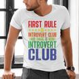 First Rule Of Introvert Club Is There Is No Introvert Club Raglan Baseball Tee Men's V-Neck T-Shirt First Rule Of Introvert Club Is There Is No Introvert Club Raglan Baseball Tee Men's V-Neck T-Shirt