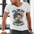 Fishing 4th July Full Time Dad Part Time Hooker On-Back Men's V-Neck T-Shirt