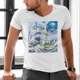 Frutiger Aero Aesthetic Tech Great Wave Of Kanagawa Fishes Raglan Baseball Tee Men's V-Neck T-Shirt Frutiger Aero Aesthetic Tech Great Wave Of Kanagawa Fishes Raglan Baseball Tee Men's V-Neck T-Shirt