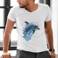 Frutiger Aero Splashy Dolphin Y2k Aesthetic Graphic Premium Men's V-Neck T-Shirt Frutiger Aero Splashy Dolphin Y2k Aesthetic Graphic Premium Men's V-Neck T-Shirt