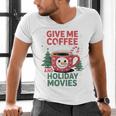 Give Me Coffee And Holiday Movies Introvert Christmas Men's V-Neck T-Shirt