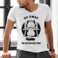 Go Away I'm Introverting Cat With Coffee Men's V-Neck T-Shirt