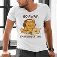 Go Away I'm Introverting Cozy Cat With Laptop And Coffee Men's V-Neck T-Shirt Go Away I'm Introverting Cozy Cat With Laptop And Coffee Men's V-Neck T-Shirt