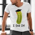 Graduation Cap Wearing Big Dill Pickle I Did It Graduate Fun Men's V-Neck T-Shirt