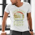 Here-Fishy Fishing Boy Large Mouth Bass Dad Men's V-Neck T-Shirt Here-Fishy Fishing Boy Large Mouth Bass Dad Men's V-Neck T-Shirt