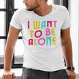 Introvert I Want To Be Alone Retro Wavy Men's V-Neck T-Shirt