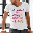 Introverted Willing To Discuss Red Platy Introvert Men's V-Neck T-Shirt