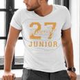 Junior Class 2027 Graduation Back To School Orange Letters Premium Tri-Blend Men's V-Neck T-Shirt