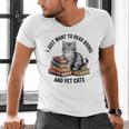 I Just Want To Read Books And Pet Cats Raglan Baseball Tee Men's V-Neck T-Shirt
