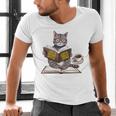 Life Is Better With Cats Coffee Books Cat Reading Book Men's V-Neck T-Shirt