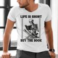 Life Is Short Buy The Book Skeleton Book Lover Reading Men's V-Neck T-Shirt
