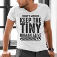 New Dad Est Keep Tiny Human Alive First Time Father's Day Men's V-Neck T-Shirt