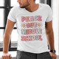 Peace Out Middle School Graduation Groovy Last Day Of School Men's V-Neck T-Shirt