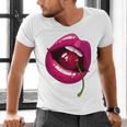 Rainbow Lips With a Cherry In The Mouth 80s Nostalgia Premium Tri-Blend Men's V-Neck T-Shirt Rainbow Lips With a Cherry In The Mouth 80s Nostalgia Premium Tri-Blend Men's V-Neck T-Shirt